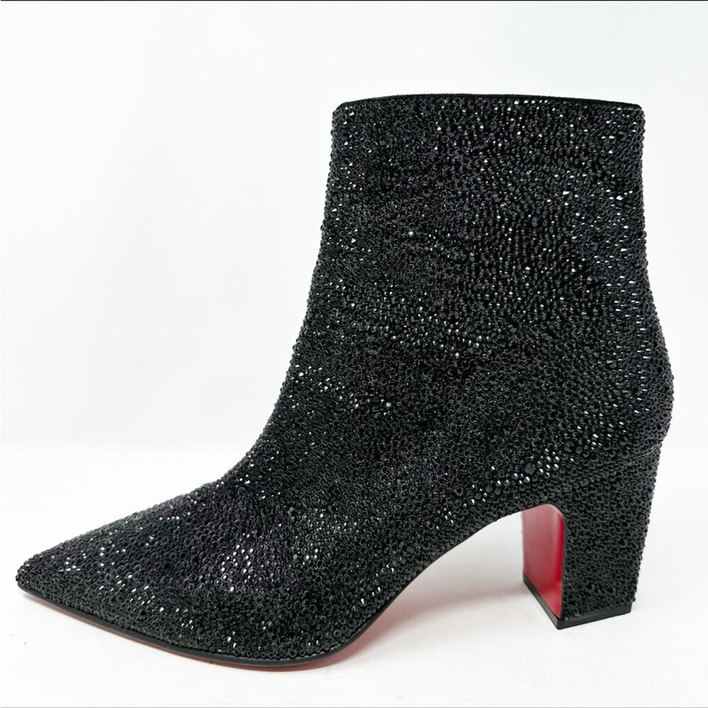 Christian Louboutin Aiglissima Strass Ankle Boots Black Block Heel Womens 10.5 - Picture 8 of 13